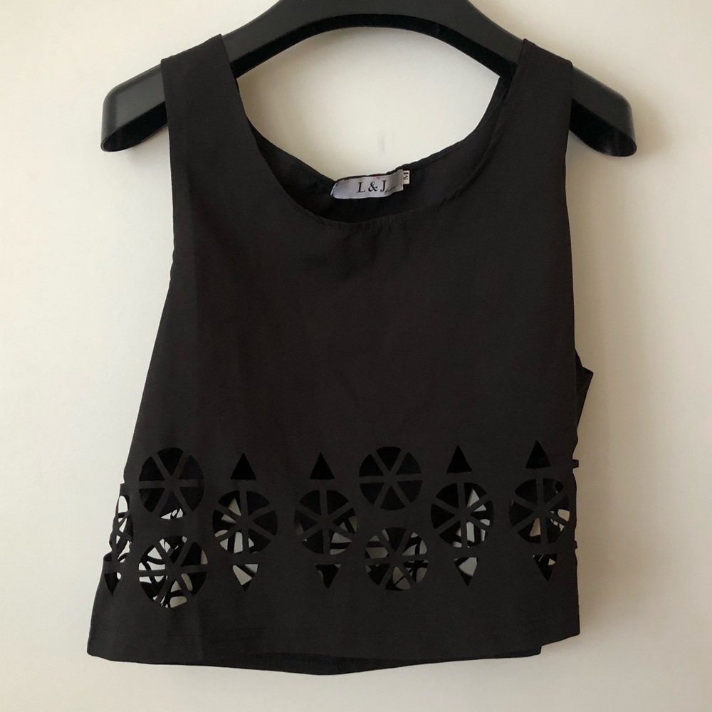 Black Crop Top with Cut outs